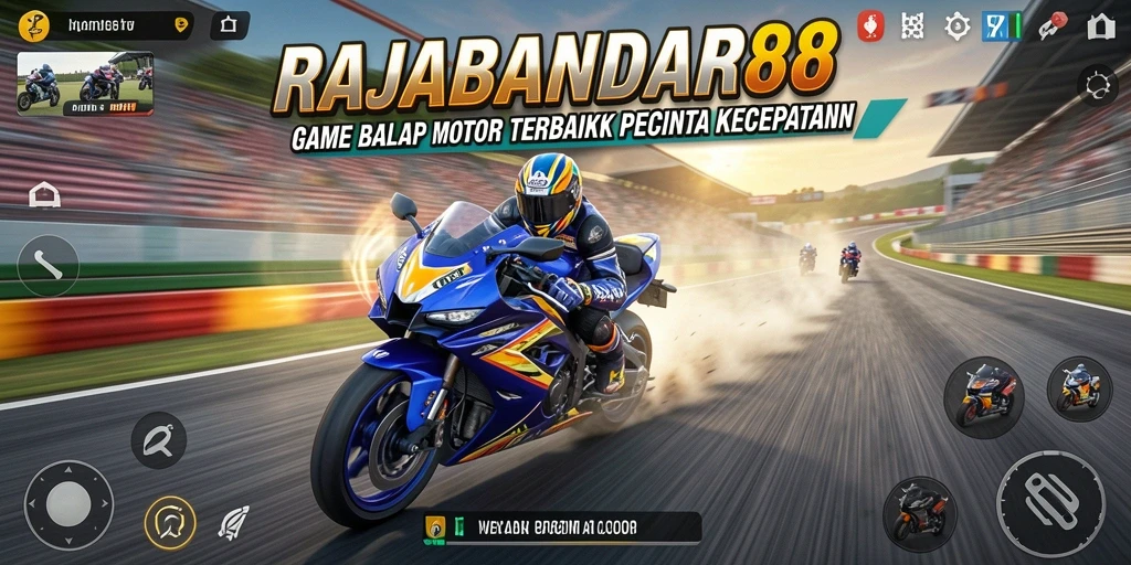 Tampilan gameplay balapan motor yang mendebarkan dan menarik.