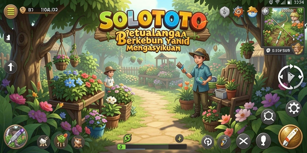 Screenshot gameplay menarik dari SOLOTOTO yang menampilkan aktivitas berkebun.
